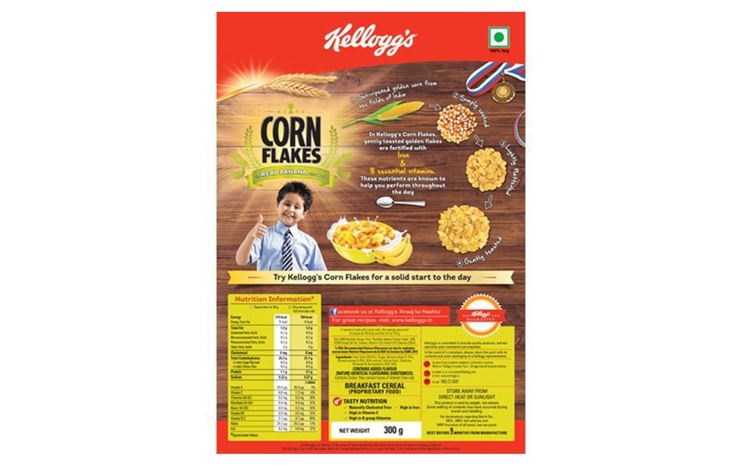 Kellogg's Corn Flakes Real Banana Puree & Chips   Box  300 grams